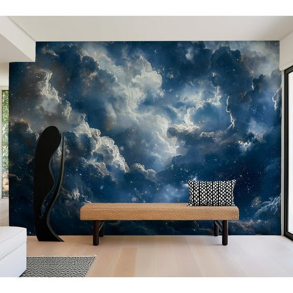Space Wallpaper Wall Mural - Clouds and Stars