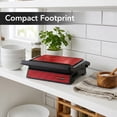 thumbnail image 5 of OVENTE Electric Indoor Panini Press Grill + Sandwich Maker, Red GP0620R, Opens 180 Degrees to Fit Any Type or Size of Food, 1000W Indoor Grill Perfect for Quesadillas, Burgers & More, 5 of 10