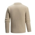 thumbnail image 3 of Rohuuque Men's Crewneck Pullover Sweater Mockneck Vintage Solid Color Elastic Pullover Fleecing Texture Trendy Sweater Coat Khaki A, 3 of 7