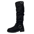 thumbnail image 2 of Gyexs Knee High Boots Women Wide Calf Comfortable Platform Flat Tall Boot Stylish Round Toe Fall Winter Casual Boots Black Size 5, 2 of 9