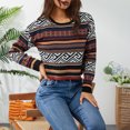 thumbnail image 4 of TRKIYQC, suéter corto de punto para mujer, suéter informal de otoño a rayas de manga larga con cuello redondo, Tops, ropa de calle TRKIYQC moda, 4 of 7