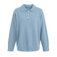 thumbnail image 4 of WTXUE Women's Buttoned Polo Knit Sweater Comfortable Soft Long Sleeve Shirt Fall Fashion Tops Relaxed Fit Tunic Dressy Casual Pullover Sweater Clothes Cute Trendy Work Outfits Sky Blue Xl, 4 of 5