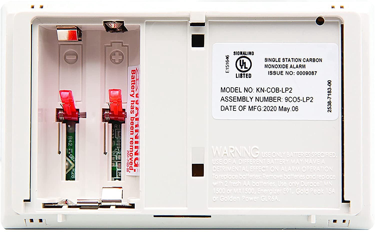 Kidde Carbon Monoxide Detector, Battery Powered with LED Lights, 9CO5LP2, KIDDE