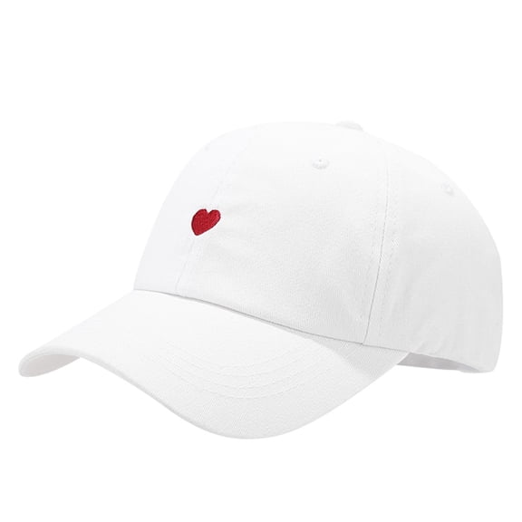 Peichun Unisex Cute Red Heart Embroidery Hats Comfort Soft Top Adjustable Baseball Caps for Men Women 2026 Spring and Summer Casual Accessory White One Size