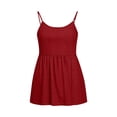 thumbnail image 5 of Craaazy Womens Solid Color Spaghetti Strap Tank Tops Casual Summer Scoop Neck Blouse with Eyelet Detail Ruffled Hem Trendy Tees for Daily Wear, Summer Beach, 5 of 5
