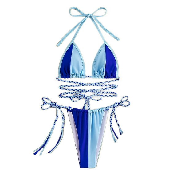 SnZhen Swim Suits for Women 2024 Family Swimsuits Matching Set Print Hollow Out Backless Swimwear