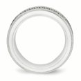thumbnail image 2 of Stainless Steel Polished White Ceramic CZ Ridged edge Ring 8 Size, 2 of 6