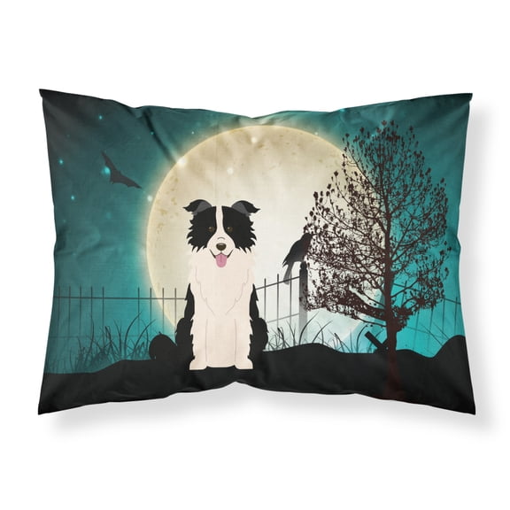 Halloween Scary Border Collie Black White Fabric Standard Pillowcase