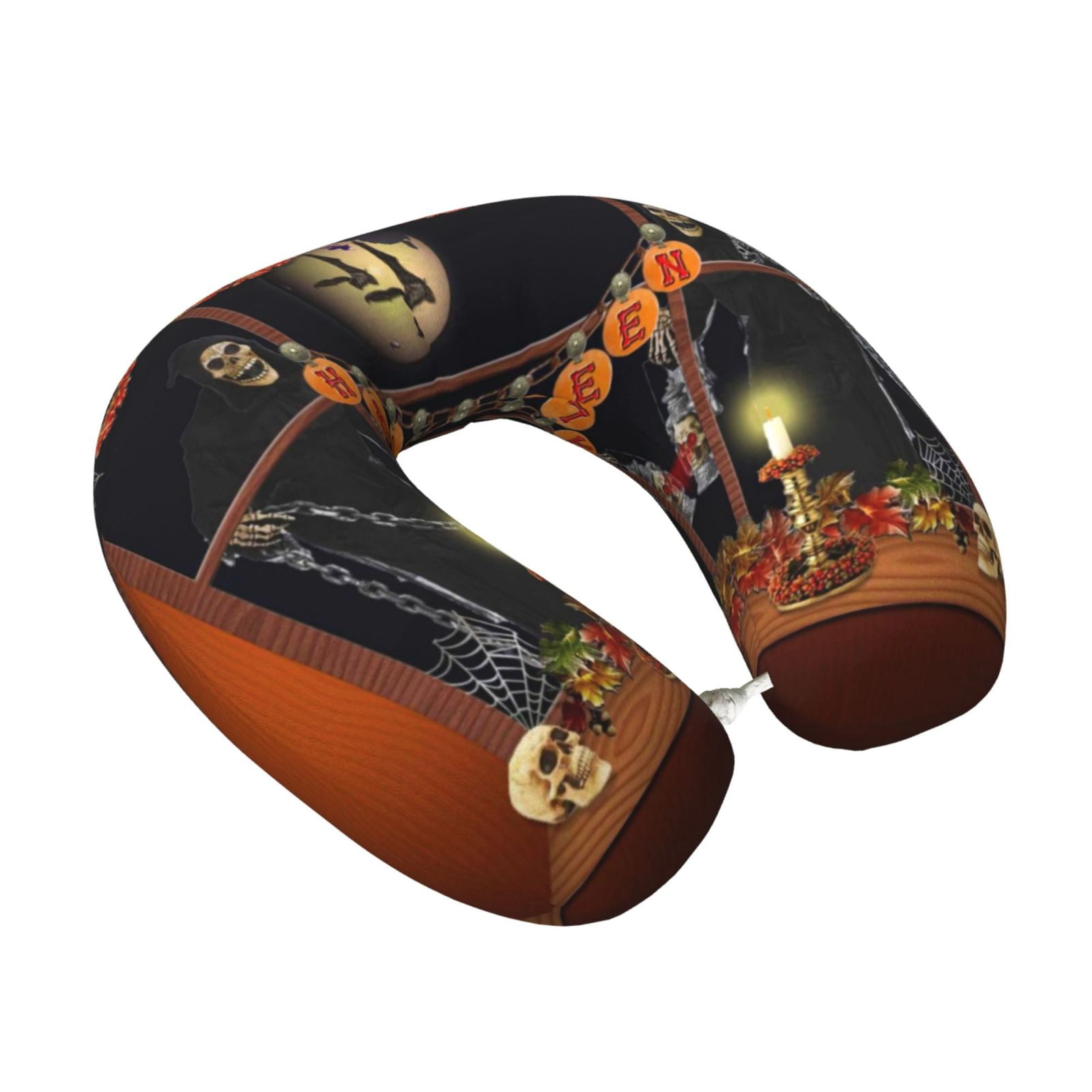 Xecao Halloween Decoration Print Memory Foam Cervical Neck Pillow Versatile U-Shaped Pillows for Home,Office,Camping,Travelling,Soft Washable Cover