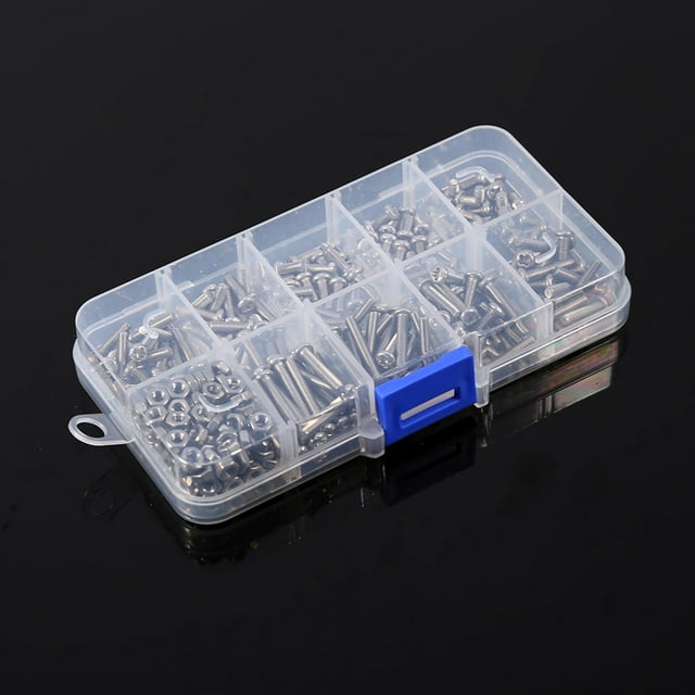 Ensemble de 340 Pcs/boîte Vis et Écrous M3, Kit d'Assortiment de Vis et Écrous en Acier Inoxydable avec Récipient