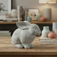 thumbnail image 5 of Urban Cement Sitting Rabbit Figurine with Combed Design Body Antique Finish Green, 5 of 8