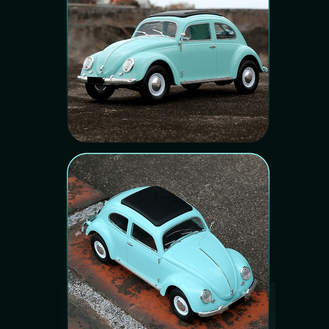 D62MINI Retro RC Beetle Car, 1:16 Scale Vintage RWD Drift Remote Control Car Model with 130 Motor & LED Lights, Gift for RC Enthusiasts