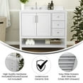 thumbnail image 4 of BizChair 42 Inch Bathroom Vanity with Sink, Storage Cabinet with Soft Close Doors, Open Shelf and 3 Drawers, Carrara Marble Finish Countertop, White/White, 4 of 12