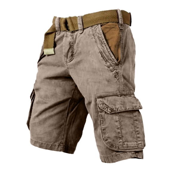 Mens Cargo Pants Relaxed Fit Casual Cropped Pants Solid Color Straight Leg Lightweight Streetwear Trousers Spring Beige L