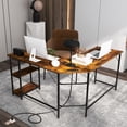 thumbnail image 2 of Giantex L-Shaped Computer Desk, ndustrial Corner Desk, PC Laptop Table for Home & Office, 2 of 6