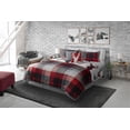thumbnail image 1 of Safdie & Co. Ensemble de 3 Pièces Édredon Réversible en Microfibre de Luxe  Carreaux Rouge Classique Lit Double Grand, 1 of 2