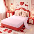 thumbnail image 3 of Manfei Kawaii Bowknot 7-Piece Twin Bedding,Cute Red Bow Bedding Comforter Set,Pink Reversible, 3 of 7