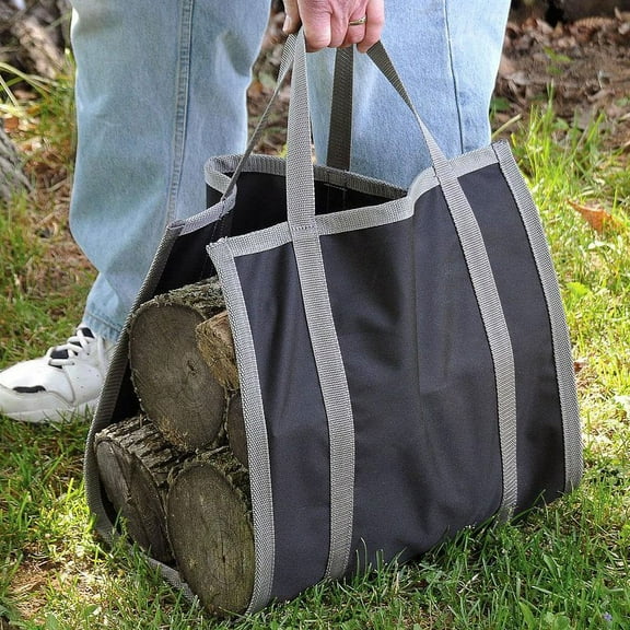 Nylon Canvas Firewood Carrier - Black