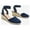 NAVY, variant on Women's Elastic Ankle Strap Espadrilles Wedge Sandals