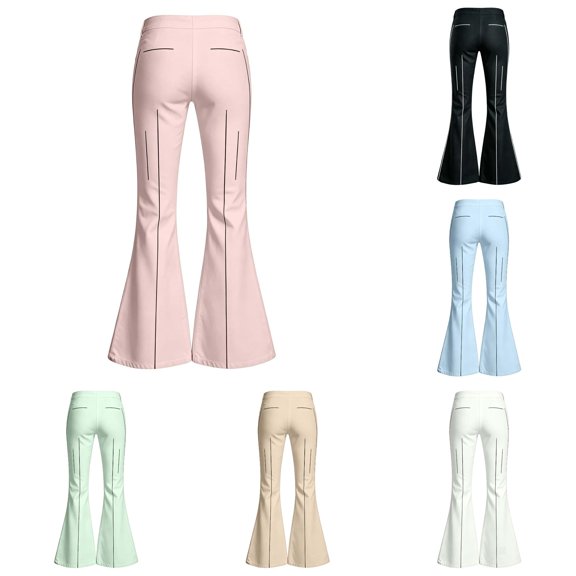 Ulitacool Teen Pants For Girls 11-12 Years Empire Waist Slim Leg Casual With Modern Flared Trousers For Everyday Wear Bottoms Pink