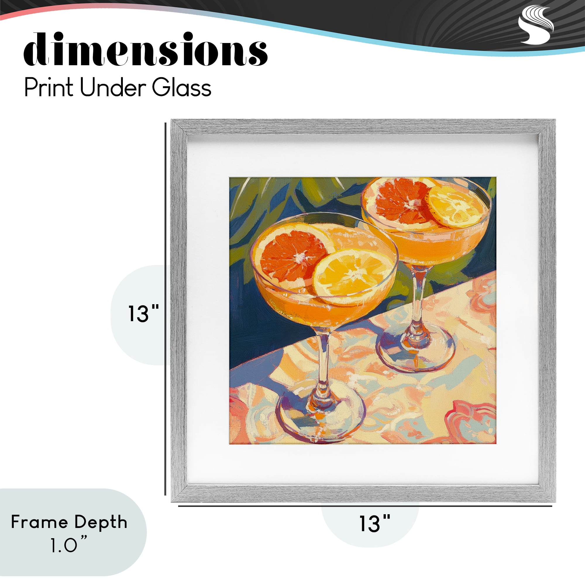 Stupell Industries Fruity Summer Cocktails Gray Framed Print Under Glass, design by Petal Prints Design