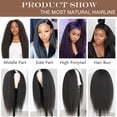 thumbnail image 3 of Yaki Straight U Part Wig Soft Synthetic Hair Like Real Human Hair Wear And Go Glueless Wig Italian Yaki V Part Half Wigs for Black Women ( Black, 20 Inch), 3 of 6