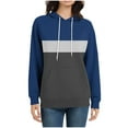 thumbnail image 3 of HAiming Color Block Hooded Sweatshirt for Women Casaul Long Sleeve Pullover Tops Hoodies with Pocket, 3 of 6