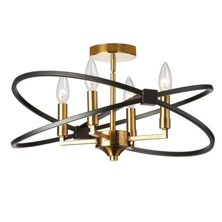 

4 Light Incandescent Semi Flush Vintage Bronze & Matte Black