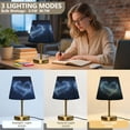 thumbnail image 3 of Tapered Desk Lamp with Antique Brass Base Table Lamps Dimmable LED Bulb Button Switch Night Light Starry Sky Background with Stars Small, 3 of 8