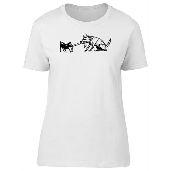 Cute Funny Dogs Fighting T-Shirt Women -Image by Shutterstock, Female Large