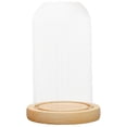 thumbnail image 2 of deevoka 3xClear Glass Dome Cover Stand with Wood Base Display Storage Decoration 7x12cm, 2 of 9