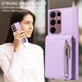 thumbnail image 6 of Nalacover RFID Blocking Wallet Case for Samsung Galaxy S22 Ultra, Shockproof PU Leather Magnetic Button Zipper Purse Card Slots & Kickstand Crossbody Phone Case with Shoulder & Wrist Strap,Purple, 6 of 12