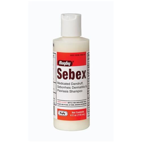 6 Pack - Rugby Sebex Liquid Medicated Dandruff Shampoo 4oz Each