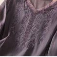 thumbnail image 4 of DDAPJ pyju Cotton Linen Shirts for Women Vintage Floral Embroidery Top Dressy Casual V Neck Blouses with Curved Hem 2025 Purple XL, 4 of 6