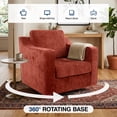 thumbnail image 4 of COOLHUT Swivel Accent Chair, Linen Fabric Modern Upholstered Armchair with Plump Back Pillow, Comfort Barrel Reading Chair for Living Room Bedroom, Brown, 4 of 11