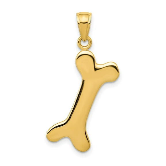 Auriga 14K Yellow Gold Dog Bone Charm Pendant for Women (L-34 mm,W-19 mm)