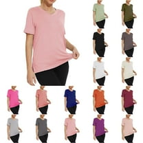 Htigea T-Shirts for Women - Short Sleeve Basic Tees Soft Crew Neck Trendy Summer Tops for Casual Outfits 2025 Sale Orange,3XL