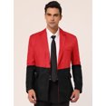 thumbnail image 2 of Lars Amadeus Vestido de hombre Slim Fit Blazer Botón de bloque de color Traje formal Abrigo deportivo negro rojo XXL Unique Bargains Blazer, 2 of 6