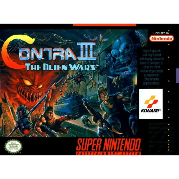Restored Contra III: The Alien Wars (Super Nintendo, 1992) SNES Fighting Game (Refurbished)