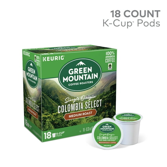 Green Mountain Coffee Colombian Fair Trade Select, Keurig K-Cup Pods, Medium Roast, 18 Count