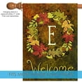 thumbnail image 3 of Toland Home Garden Fall Wreath Monogram E Personalized Fall Flag Double Sided 28x40 Inch, 3 of 5