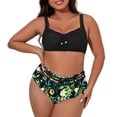 thumbnail image 1 of Womens Swimsuits Summer Spring Vacation Bikini Split Chest with Round Beads Plus Size Tankini Swimwear Green, 1 of 4