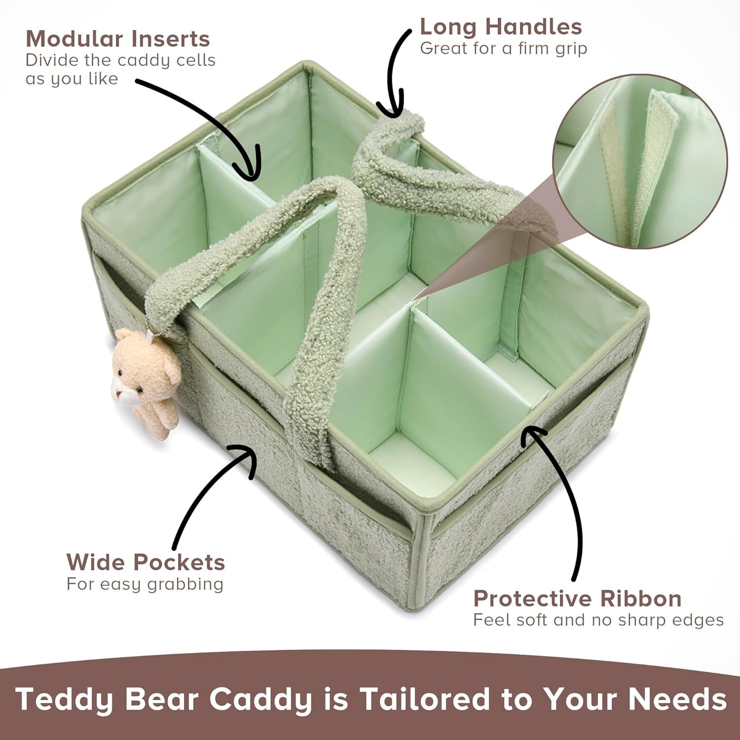 Baby Diaper Caddy Organizer for Changing Table Baby Storage Basket for Diapers and Baby Wipes Gift for Baby Shower  Nursery Diaper Organizer (Green)