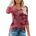 thumbnail image 1 of T-shirt Henley à Manches Courtes/longues pour Femmes, Décontracté, Basique, 1 of 3