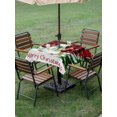 thumbnail image 3 of Outdoor Tablecloth with Umbrella Hole and Zipper, Christmas Snowman Square Table Cloth 60x60 Inch Waterproof Tablecloth, Red Black Check Xmas Tree Snowflake Picnic Table Cover for Patio Camping, 3 of 7