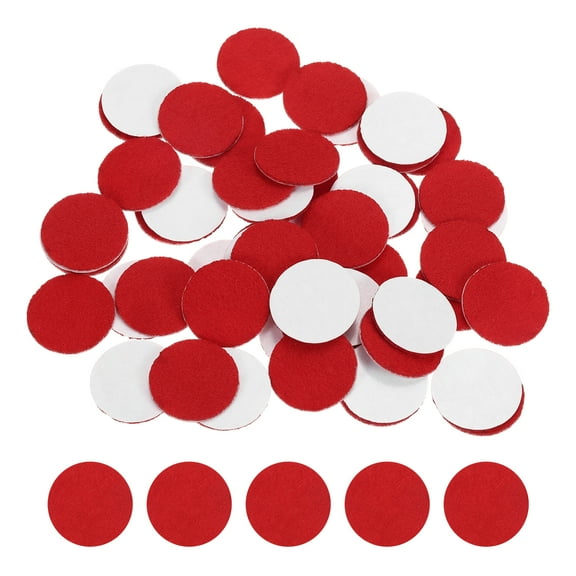 50 Pcs Adhesive Felt Circles, 3/4" Round Non-Woven Felt Pads Stickers, Red