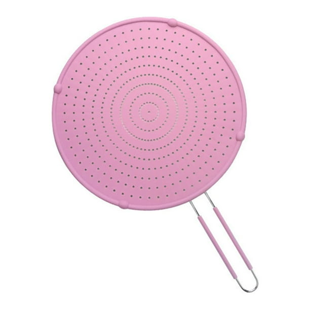Bearachild Sartén de cocina con pantalla de filtro: no más desorden de limpieza es una pantalla de salpicaduras de acero inoxidable sin esfuerzo Cocina y Comedor rosa