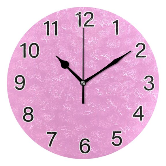 Ryvnso Light Pink Background Wall Clock Non Ticking Silent Kitchen Clock Battery Operated Clocks 10 inch