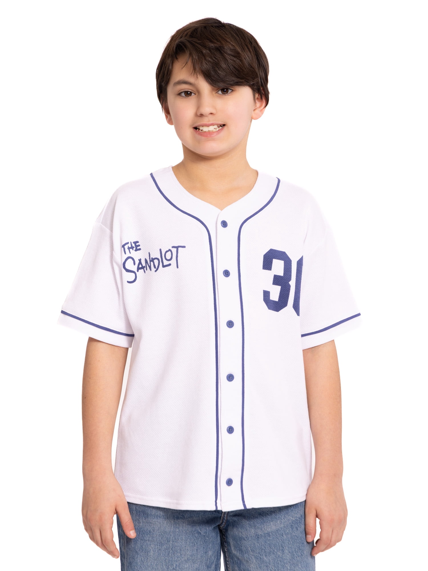 Sandlot Boys Short Sleeve Button Up Graphic Baseball Jersey, Sizes 4-18