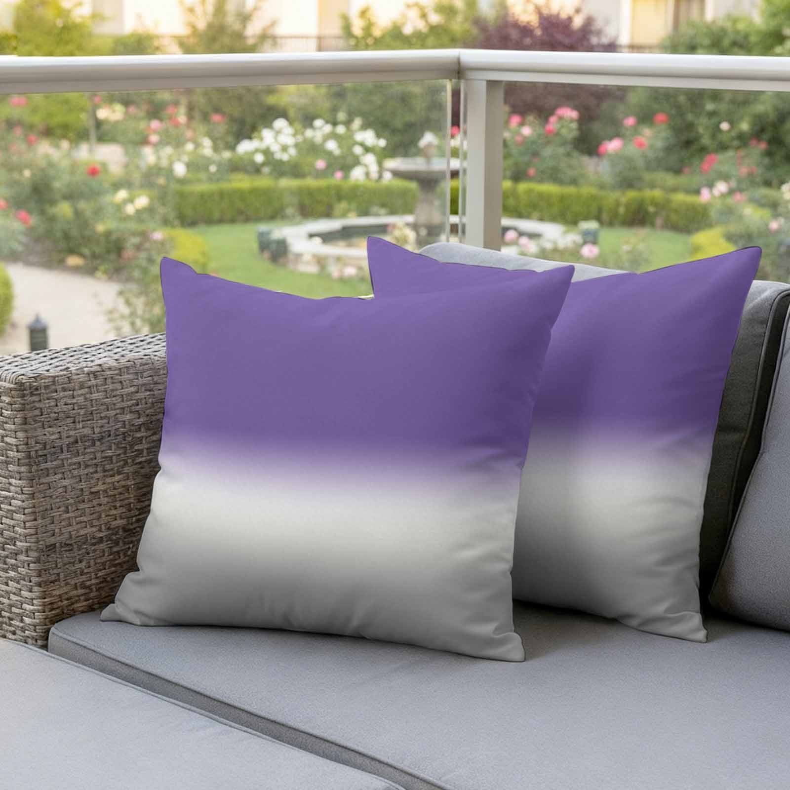 Outdoor Waterproof Pillow Covers Classic Purple Grey Gradient Decorative Throw Pillow Protectors,Pillowcase Cushion Cases for Patio Sofa Garden Couch,18x18in,Pack of 2
